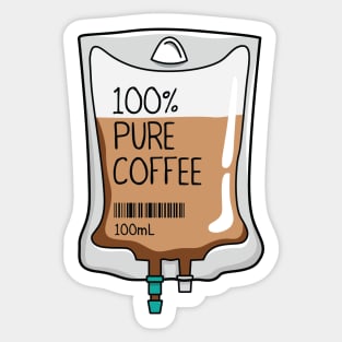 100% Pure Coffee IV Bag for medical and nursing students, nurses, doctors, and health workers who are coffee lovers Sticker